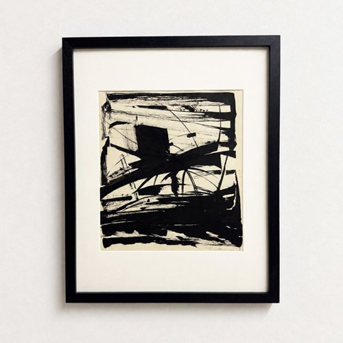 Mid-Century Signed Monochrome Abstract Expressionist Painting