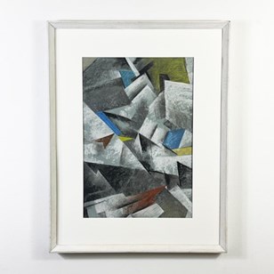 Mid Century Cubist Abstract In Past...