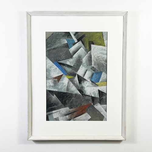 Mid Century Cubist Abstract In Pastel