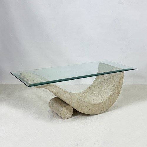 Vintage Mactan Stone & Glass Coffee Table