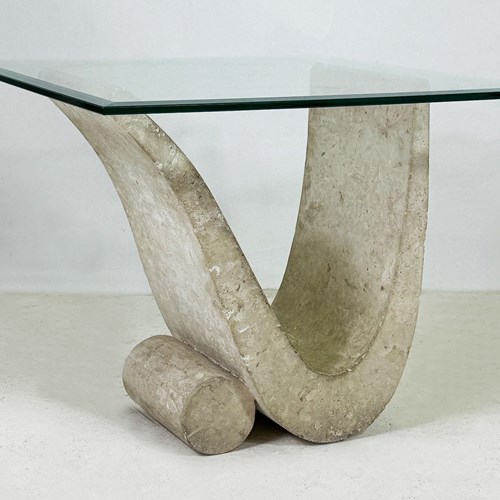 Vintage Mactan Stone & Glass Side Table