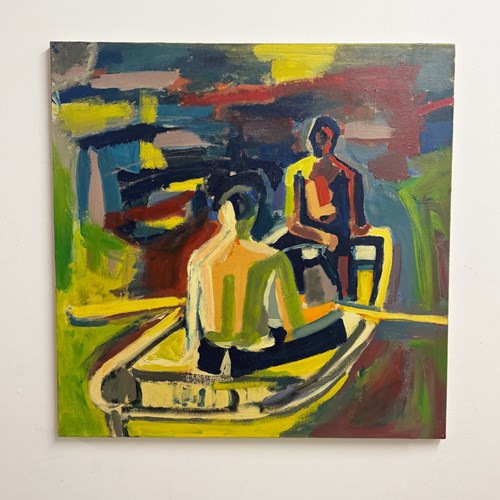 David Park, Large Figurative Boat Scene Oil Painting