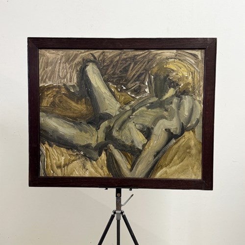 Large Mid-Century Modernist Scandinavian Figurative Nude Oil Painting, C.1960S