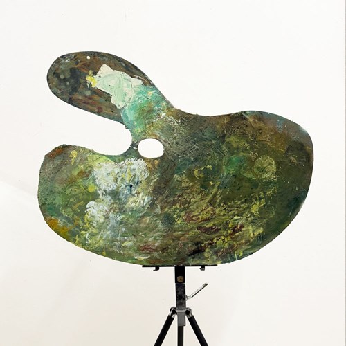 Large Wooden Artist’S Palette With Original Paint
