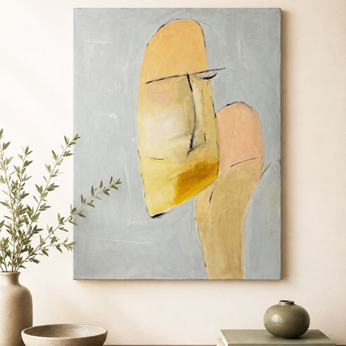 Large Mid-Century Abstract Signed Portrait Painting