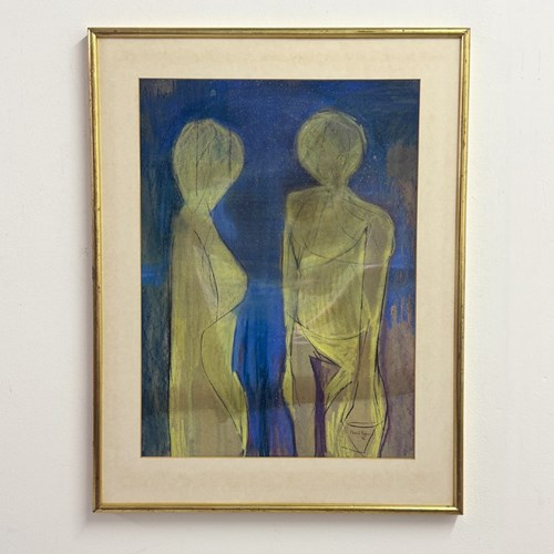 David Sykes 1970S Mid-Century Figural Abstract Painting