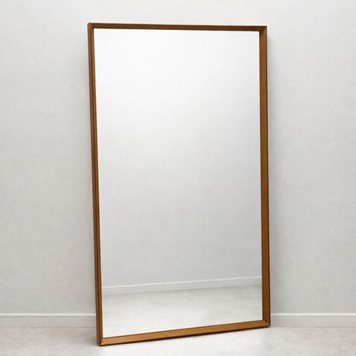 Large Mid Century Modern Solid Oak Wedged Mirror