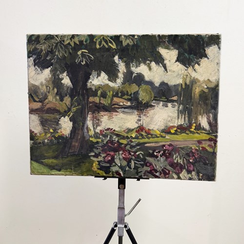 Owen Rowley, Mid-Century Riverside Oil On Canvas Painting