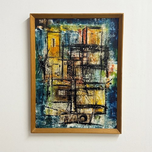 Mid Century Abstract Oil Painting, Signed Norton