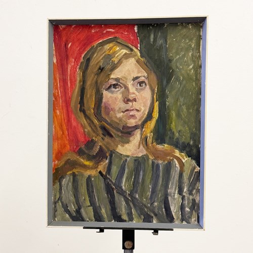 Mid-Century Modern Portrait Oil Painting, Owen Rowley