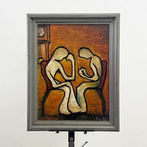 Paul Petit, Mid Century French Figurative Abstract Oil Painting