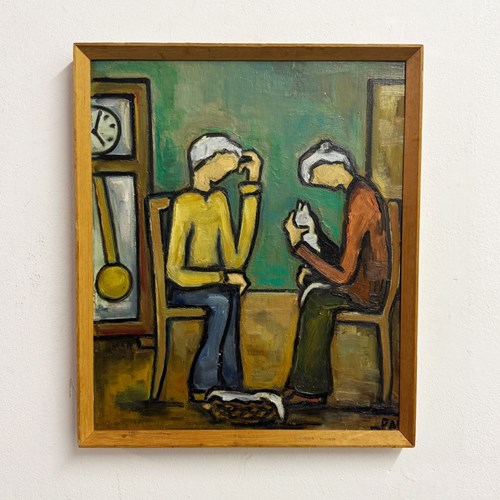 Paul Petit Mid Century French Modernist Abstract Oil Painting