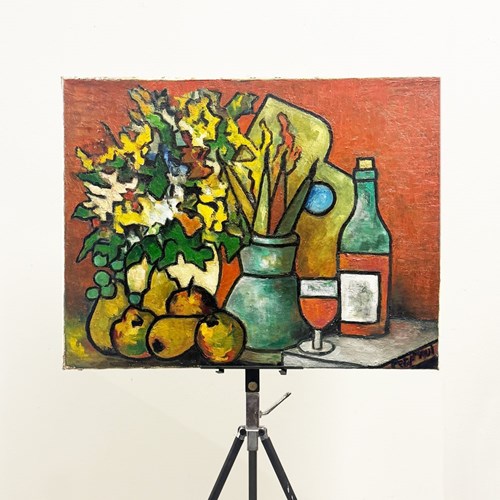 Paul Petit, Mid-Century Still Life Abstract Oil Painting