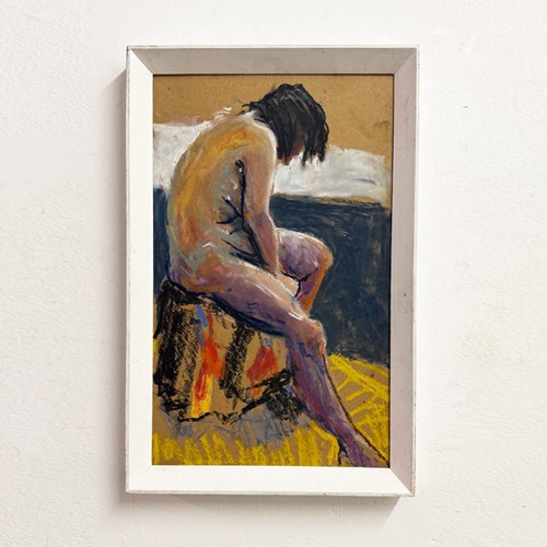 Mid-Century Life Study - Female Nude Pastel Drawing