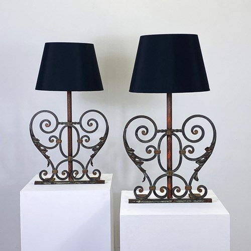 Pair Of Vintage Decorative Scroll Lamps