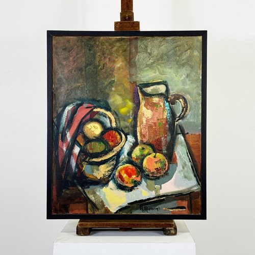 Mid Century Still Life Oil On Canvas, Signed R Boivin 1940'S