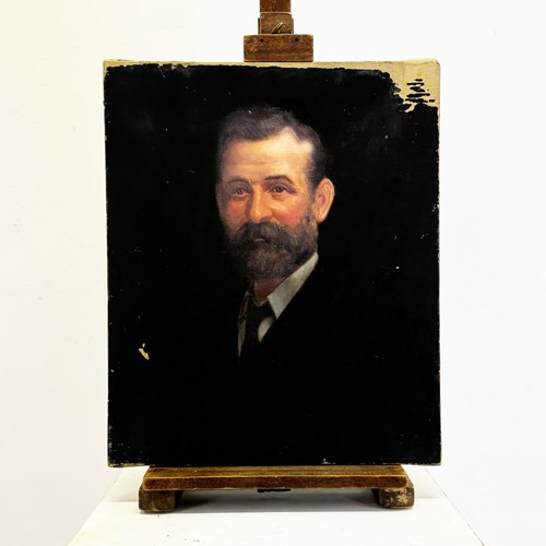 Oil On Canvas Portrait Of A Victorian English Gentlemen