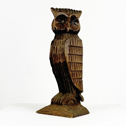 Vintage Hand Carved Wooden Owl