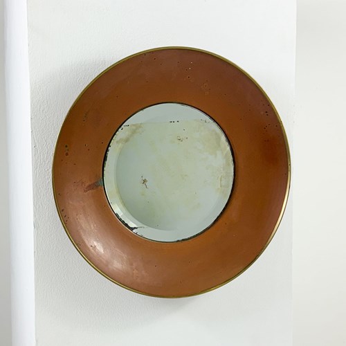 Arts And Crafts Vintage Round Copper Wall Mirror