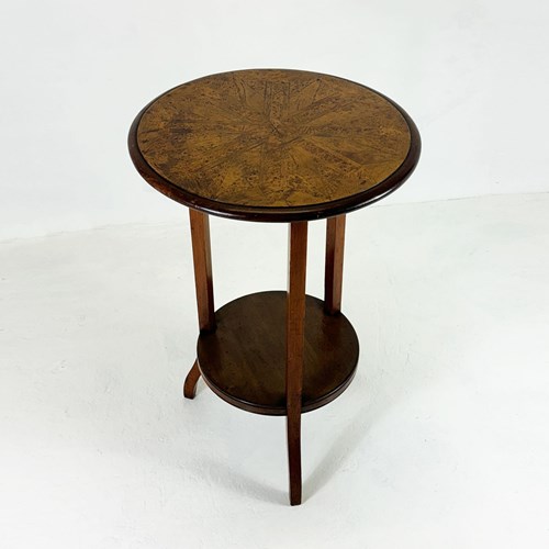 Mahogany & Burr Walnut Marquetry Inlaid Side Table