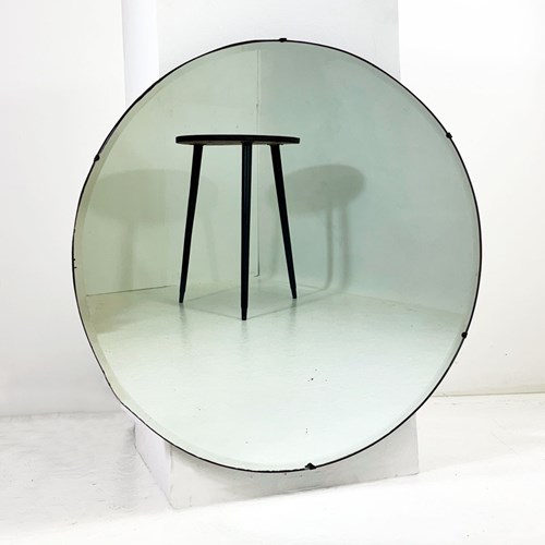 Large Mid Century Round Frameless Mirror