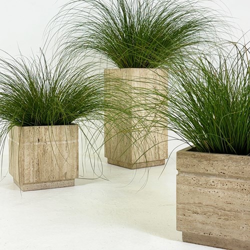 1970'S Italian Travertine Flower Pots 