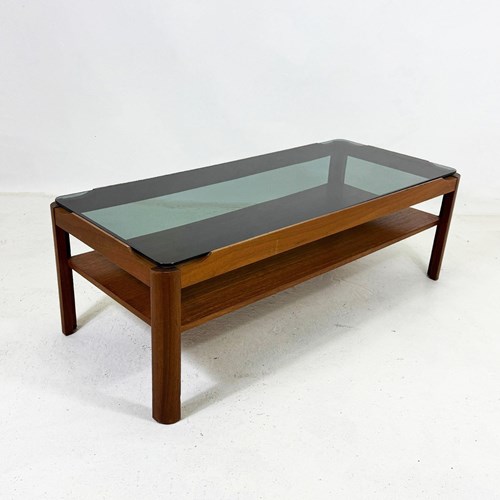 Mid Century Teak Coffee Table With Smoked Glass By Myer