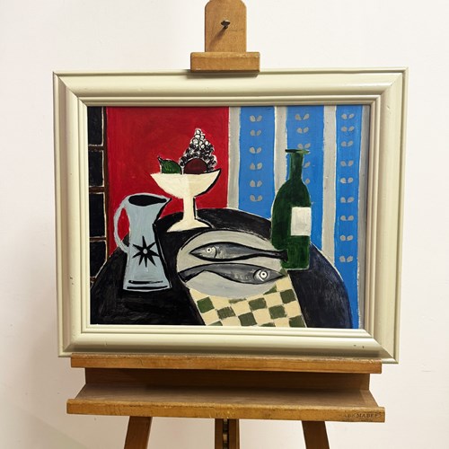 Cornish Still Life Modernist Painting With Fish
