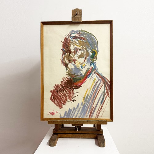 Barry De More – Portrait Of A Painter, Study In Pastel On Paper