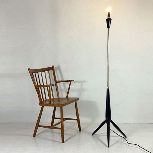 Mid Century Ebonised Tripod Floor Lamp