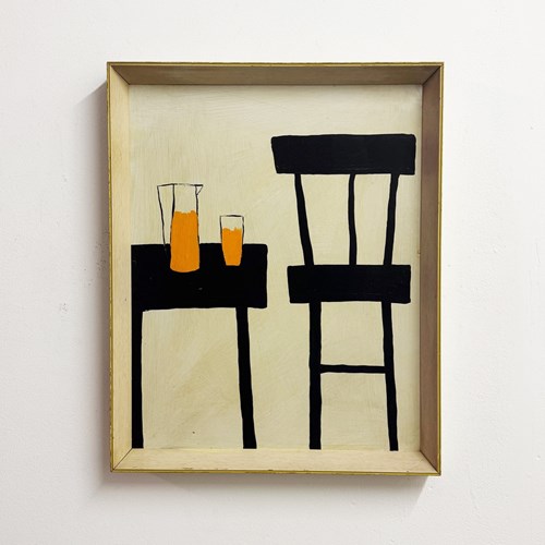 Terence Wood, Abstract Chairs & Table Still Life Oil Painting