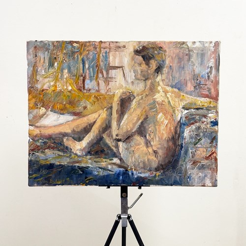 Tom Butler Figurative Nude Oil On Canvas Painting | British Life Study