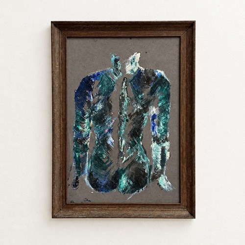 Mid-Century Abstract Figurative Nude Oil Painting