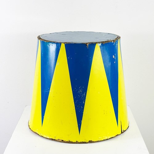 Mid-Century Original Circus Pedestal With Harlequin Decoration
