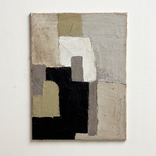 Italian Cubist Impasto Geometric Oil Painting