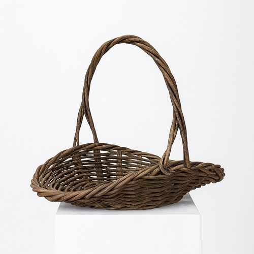 Large Early Woven Willow Log Trug Gathering Basket