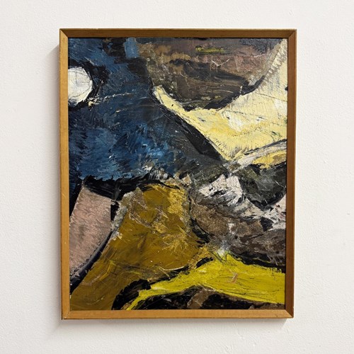 Mid Century Vintage Swedish Abstract Oil Painting