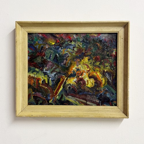 Mid Century Original Artwork Abstract Oil Painting