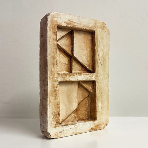 Signed Mid Century Scandinavian Modernist Abstract Plaster Geometric Sculpture
