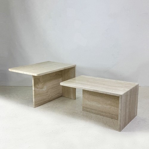 1970'S Italian Travertine Coffee Table Or Pair Of Side Tables