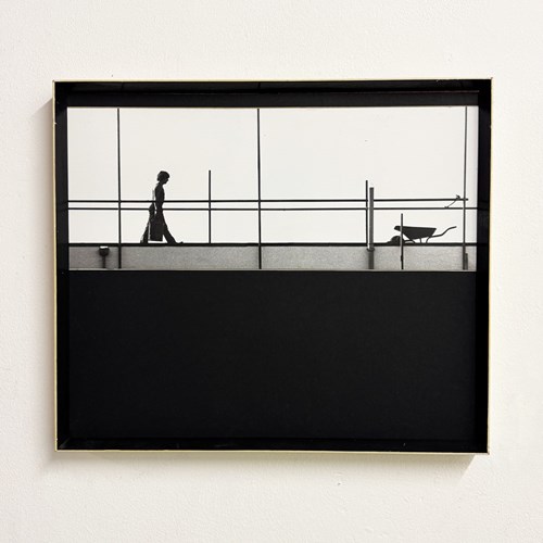 Builder On Scaffolding – Mid Century Black & White Framed Photograph