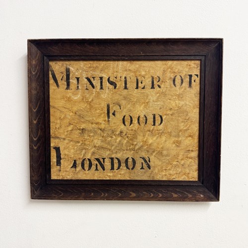 Minister Of Food London Sign World War II 1940'S