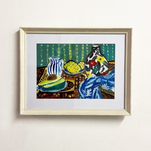 Vibrant Mid Century Modernist Still Life Painting