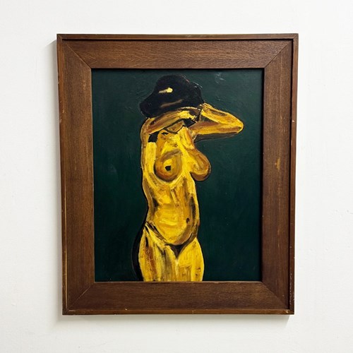 Mid-Century Nude Female Figure Expressionist Oil Painting