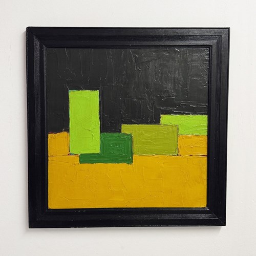 Mid Century Abstract Geometric Impasto Oil Painting