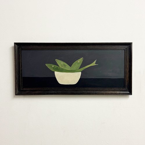 Vintage Fish Still Life Painting - William Scott Style 