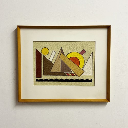 Mid Century Geometric Abstract Painting 