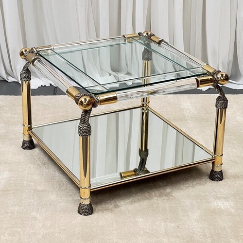 Spanish Brass And Glass Coffee Or Side Table