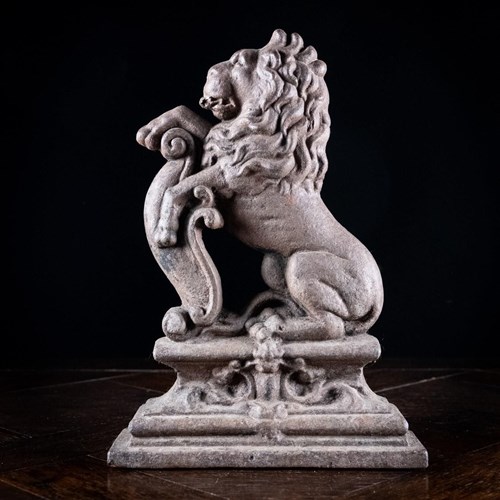19Th Century Rampant Lion Cast Iron Door Stop