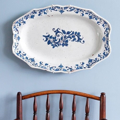 Strasbourg Faience, Blue Floral Dish, 18Th Century